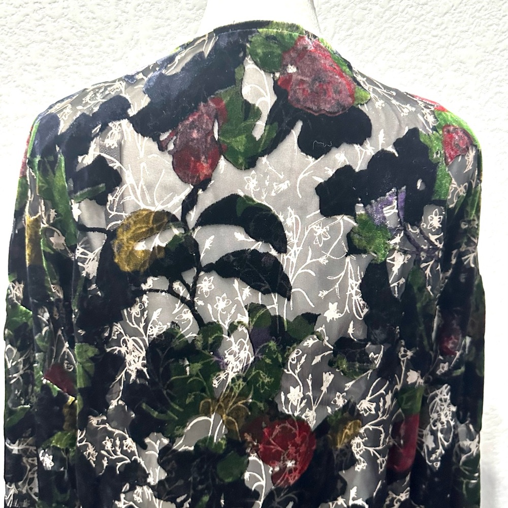 Daniel Rainn Black Velvet and Lace Floral Kimono Sz M - Picture 11 of 16